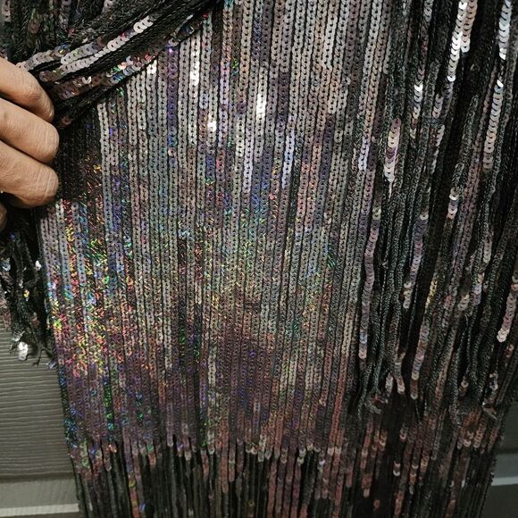 Dress the Population Sz. XS New Roxy Tiered Fringe Sequin Dress Holiday Party - Picture 7 of 16